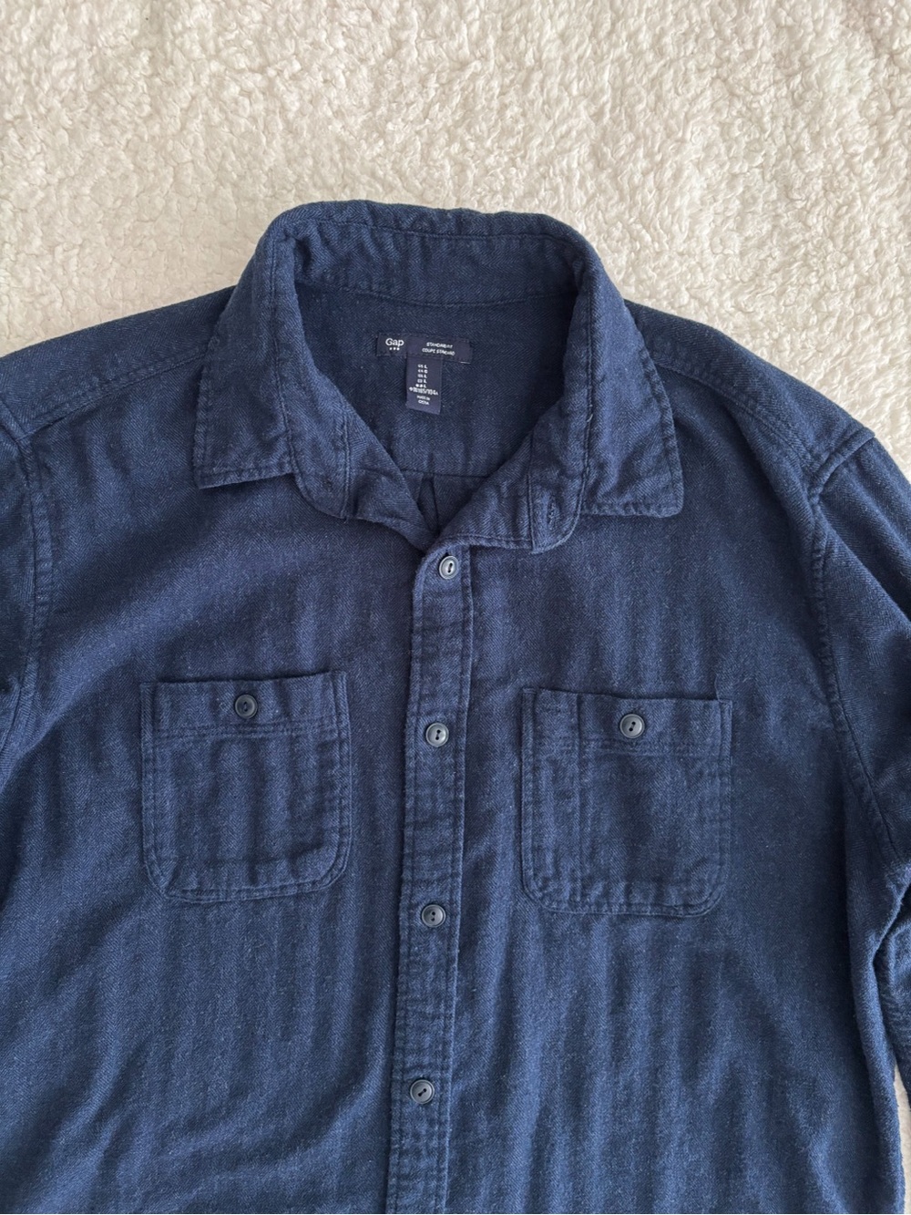 GAP Men’s L Standard Fit Navy 100% Cotton Twill Workwear Shirt